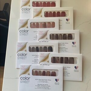 7 pack Color Street Nail Strips in Red and Brown Tones